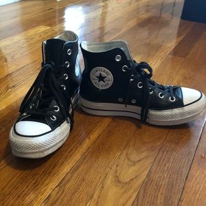 Black Leather Platform Chuck Taylor
